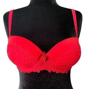 Red Lace Pushup Bra